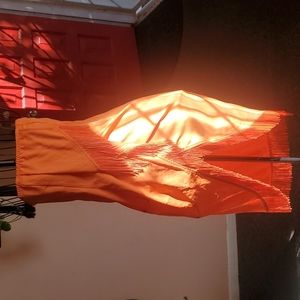 Orange bandeau tassel front midi dress size 4